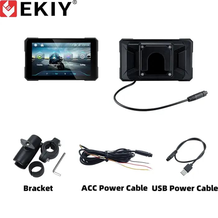 EKIY 5.0 pouces sans fil CarPlay Moto Android Auto Portable numérique