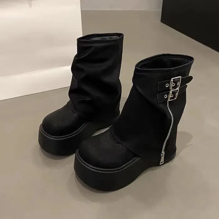 Bottines de motard à plateforme Y2K Punk pour femmes