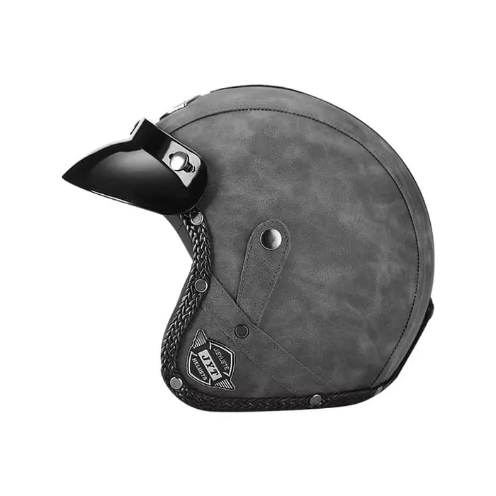 Casque de moto ouvert en cuir PU vintage allemand, puzzle de moto, motocross, scooter Jet Casco avec
