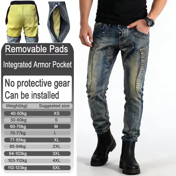 Jean de moto en Kevlar pour homme, renforcé de fibres d'aramide, protection anti-chute, pantalon de