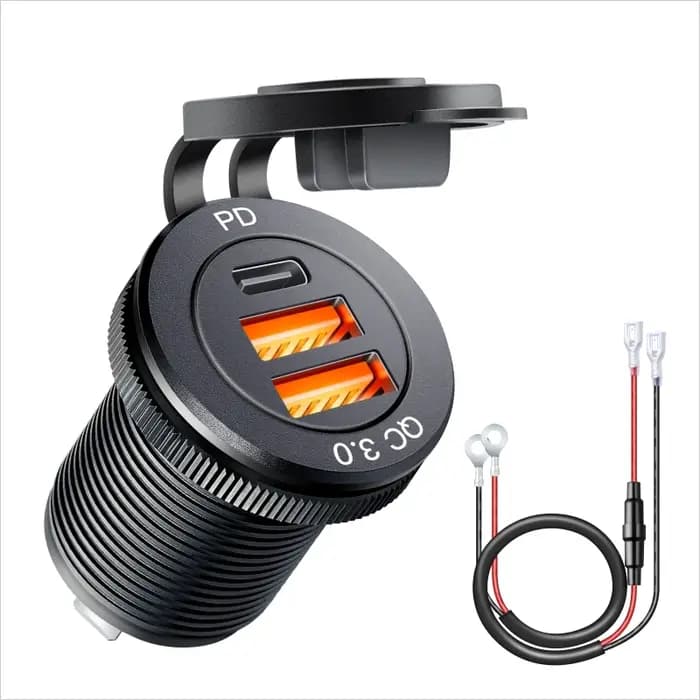 Prise USB 3.0, adaptateur de charge rapide Type-C 60W pour voiture