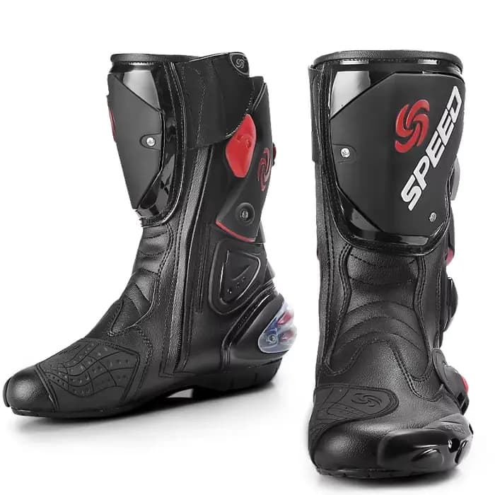 Bottes de moto pour hommes en cuir microfibre, bottes de course, bottes hautes pour motocross, bottes de moto
