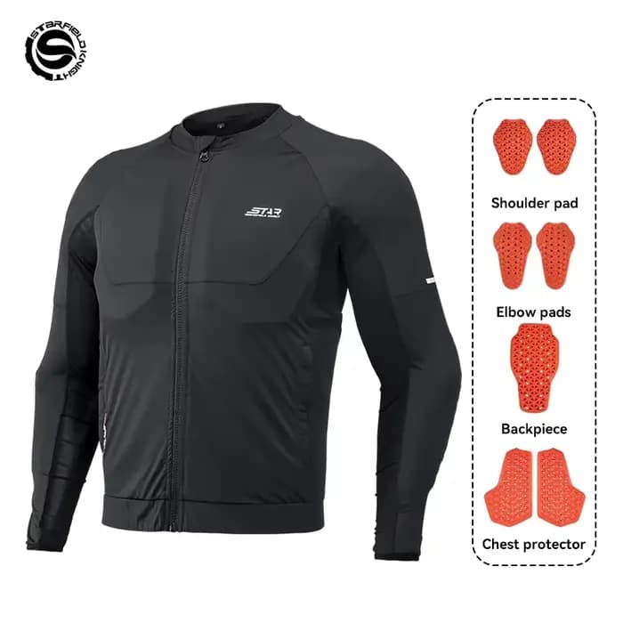 Star Field Knight – veste d'armure de moto noire pour hommes