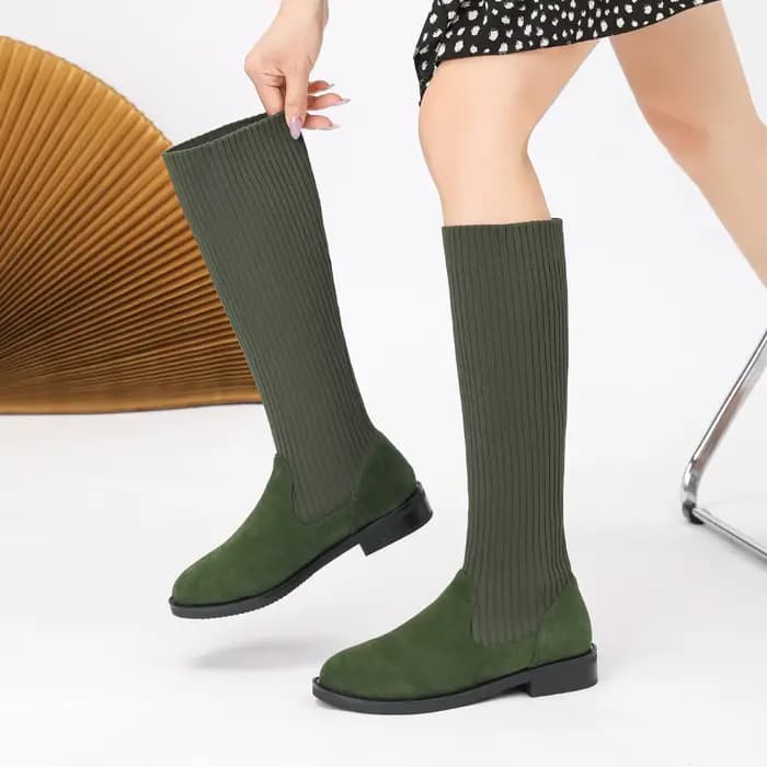Bottes pour femmes 2025, nouvelles bottes plates confortables et décontractées à rayures