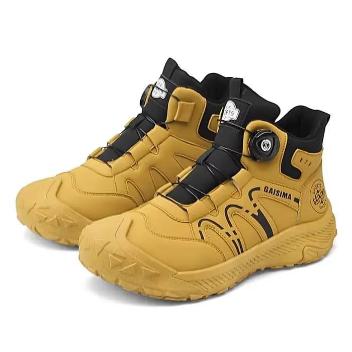 Bottes de motard jaunes de rue pour hommes