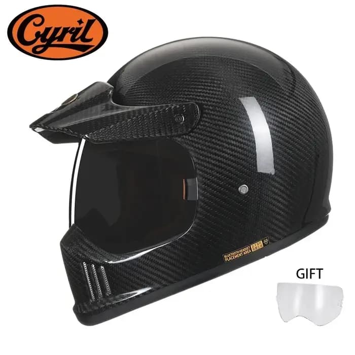 Casque de moto intégral léger en fibre de carbone pour hommes et femmes
