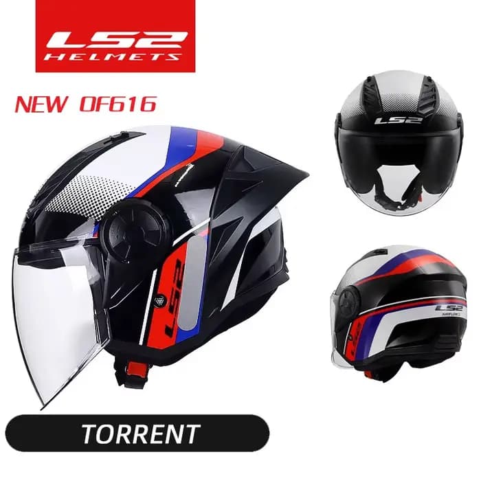 Casque Moto Jet Ouvert LS2 OF616 Airflow II 3/4 avec Aileron Arrière Large pour Scooter