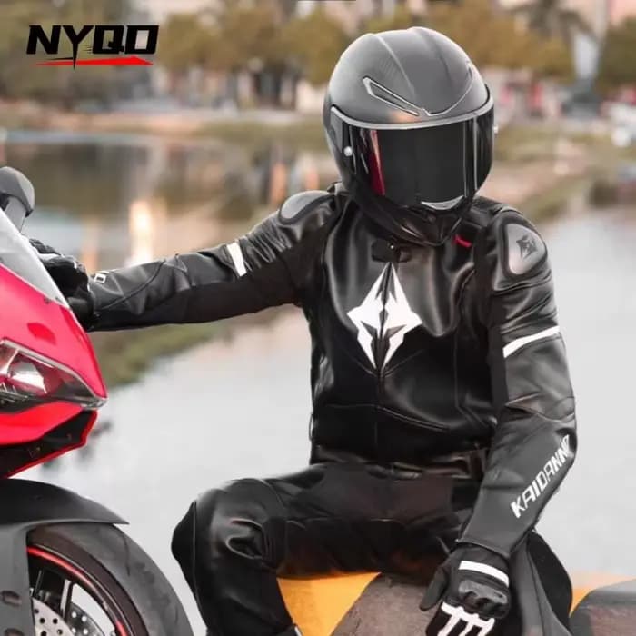 Combinaison de moto en cuir anti-chute pour homme
