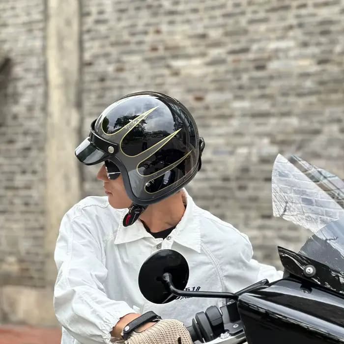 BLD TT & COCASCOS 500TX casque rétro à carreaux classique noir blanc unisexe
