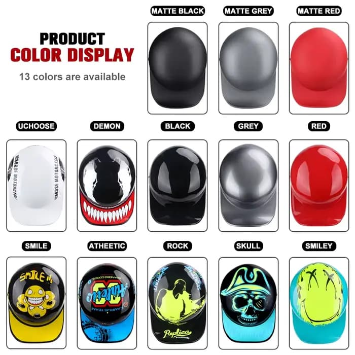 Casque de moto rétro Uchoose DS style casquette de baseball