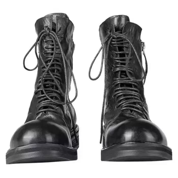 Bottes de moto style britannique pour hommes, bottines en cuir véritable faites à la main, chaussures de loisirs vintage, chaussures de fête à semelle épaisse pour hommes