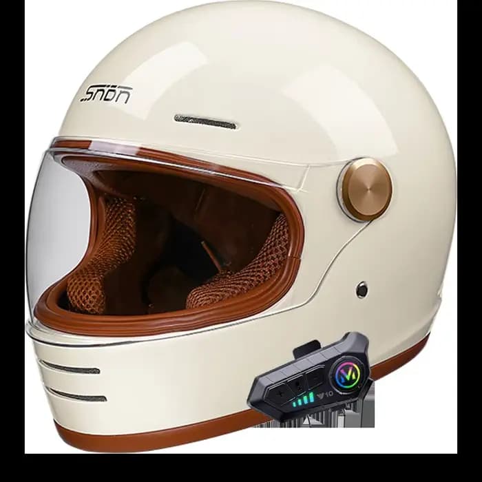 Casque de moto intégral rétro avec Bluetooth