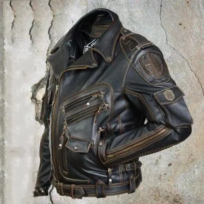 Veste d'équitation de moto en cuir anti-chute pour hommes