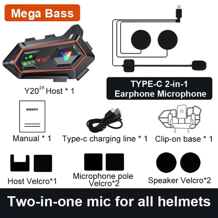Y20 2X casque de moto interphone