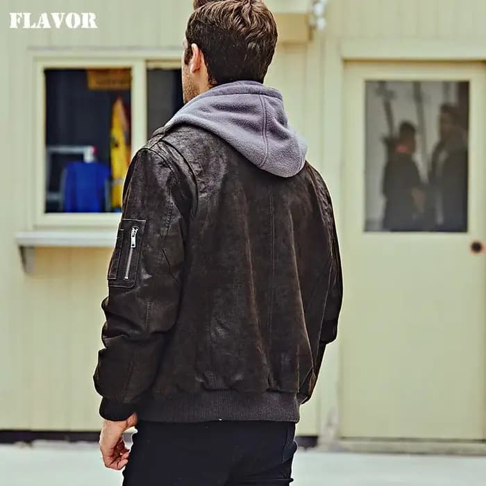 FLAVOR-Blouson aviateur en cuir véritable pour homme, manteau d'hiver chaud, capuche perfectionnée, Air Forca happator, nouveau