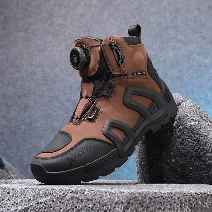 Bottes de Moto imperméables en cuir de vache pour hommes