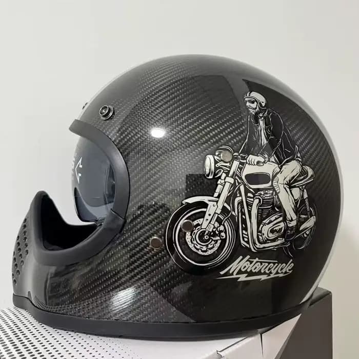 Casque de moto décoratif rétro en fibre de verre
