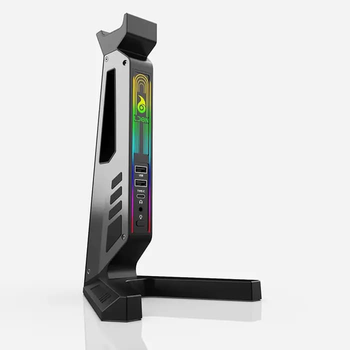 Support de casque RGB 2025 avec hub USB 2.0/ports Type-C, support de casque de jeu LED, offre de motifs et de service de logo personnalisés en cadeau