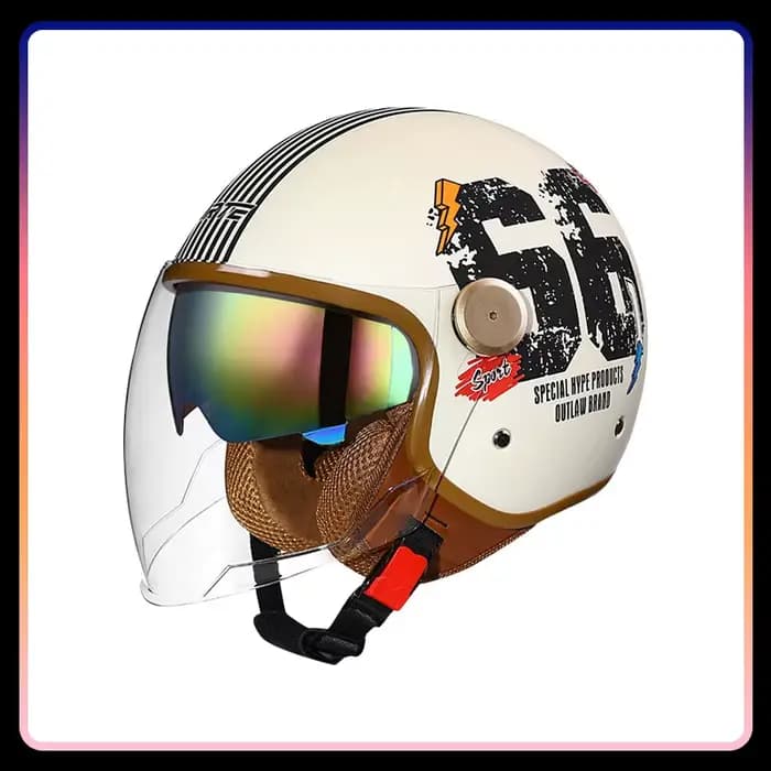 Casques de moto semi-ouvert rétro hommes femmes DOT ECE