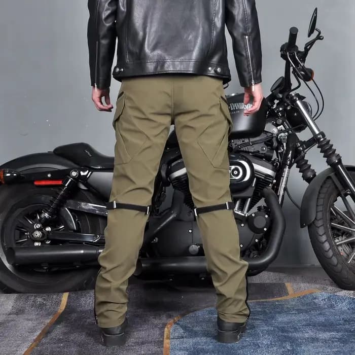 Pantalon de moto toutes saisons coupe-vent double couche respirant taille haute anti-chute