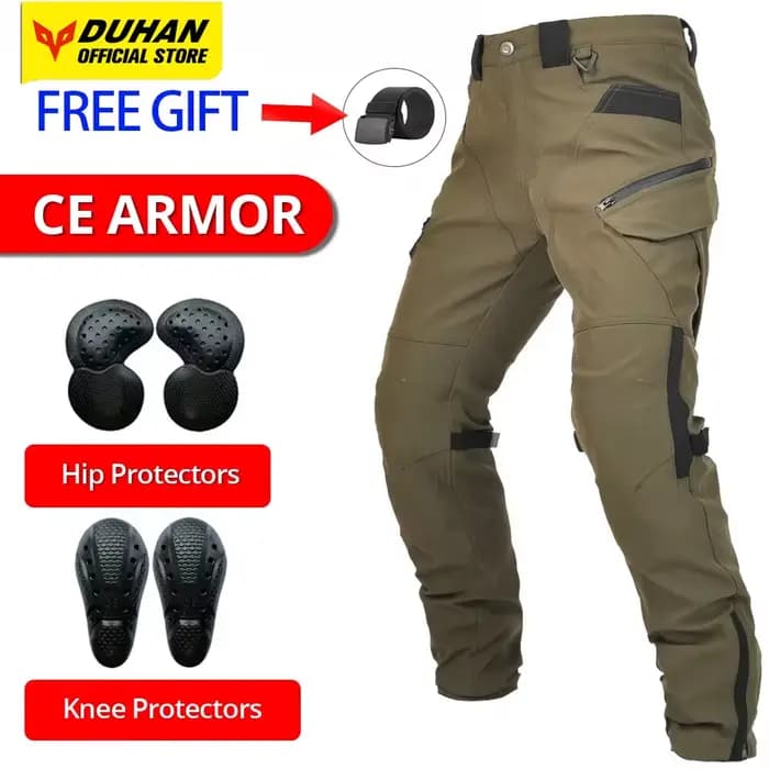 Pantalon de moto toutes saisons coupe-vent double couche respirant taille haute anti-chute