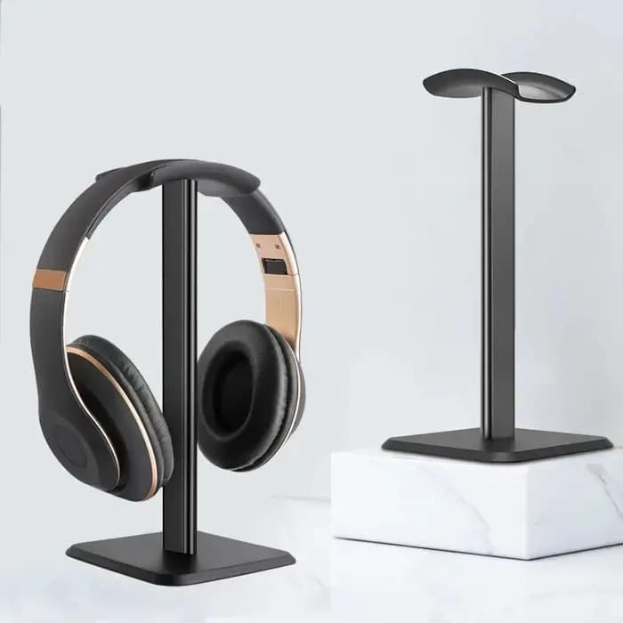 Support universel noir en alliage d'aluminium pour casque – Support de bureau durable pour casque de jeu – Accessoire multimédia pour écouteurs