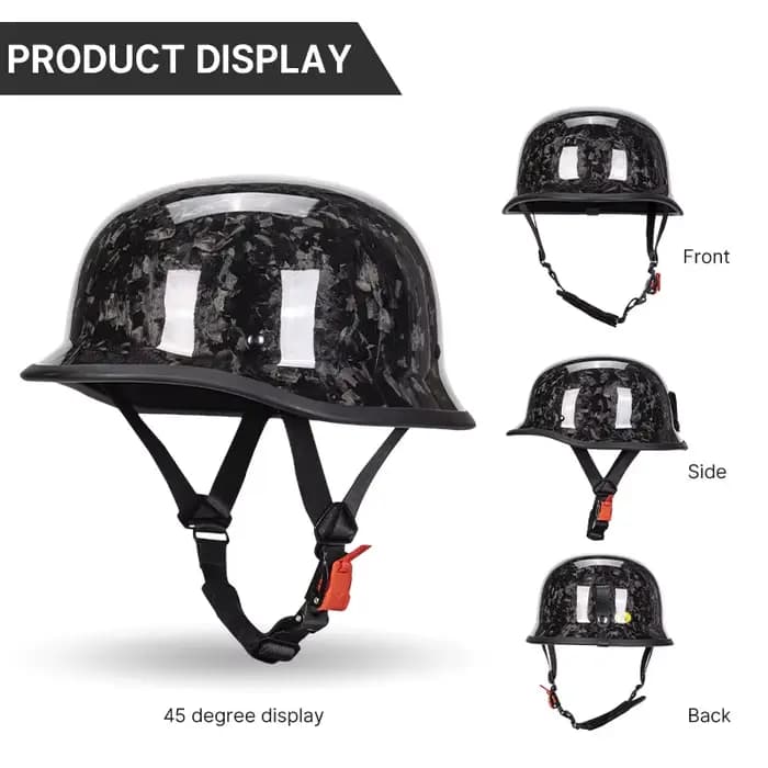 Casque demi-visage en fibre de carbone pour moto