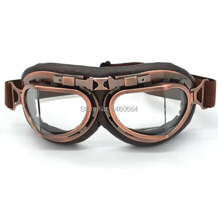 Nouveau Lunettes de moto en cuir Vintage pilote moto rétro Jet casque lunettes