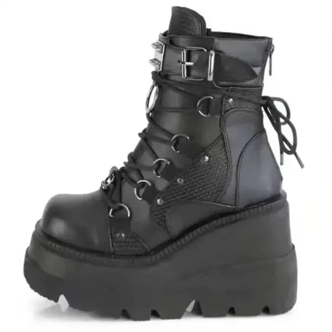 Bottes de moto punk gothiques pour femmes 2026, à plateforme, talon épais, bottines à talon compensé