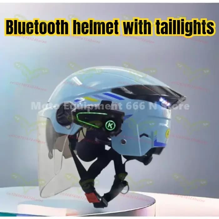 Casque de Moto été Protection solaire demi-casque unisexe double lentille Bluetooth