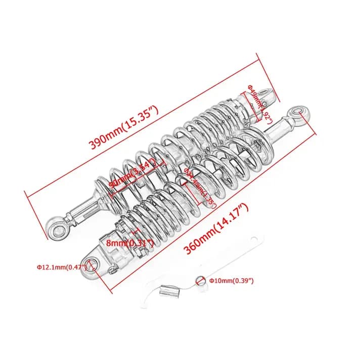 Accessoires de moto 1 paire d'amortisseurs arrière noirs 360mm universels pour Harley Kawasaki Honda Yamaha Suzuki ATV