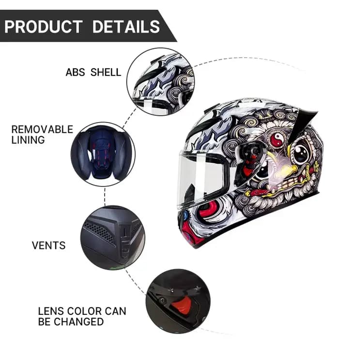 Casque de moto complet automne et hiver