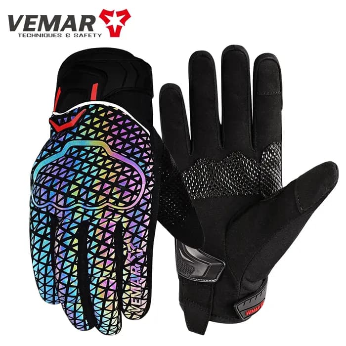 Gants de moto d'hiver VEMAR, réfléchissants, colorés, doublés de polaire, imperméables, coupe-vent, protection thermique, compatibles avec les écrans tactiles