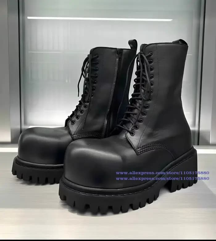 Bottes de moto noires à lacets pour hommes
