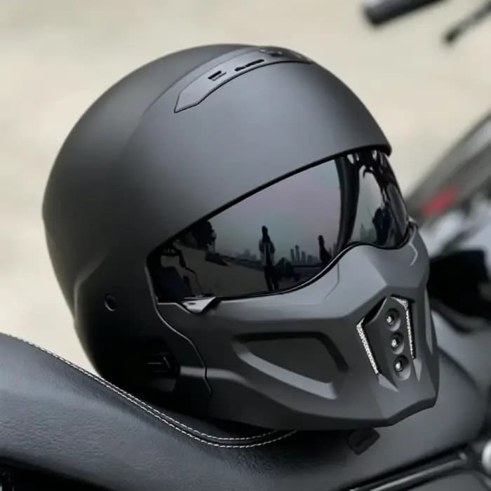 Casque de moto intégral Scorpion noir brillant robuste avec coque solide conçu pour l'utilisation de sports extrêmes de motocross Freestyle