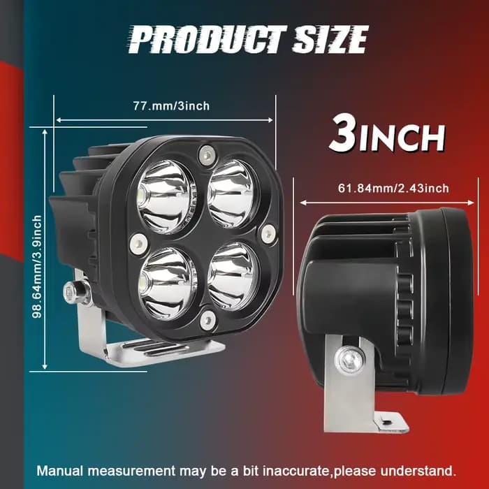 CO LIGHT 3 pouces Led Spot lampe de travail 12V 24V antibrouillard conduite tout-terrain 4X4 4WD pro
