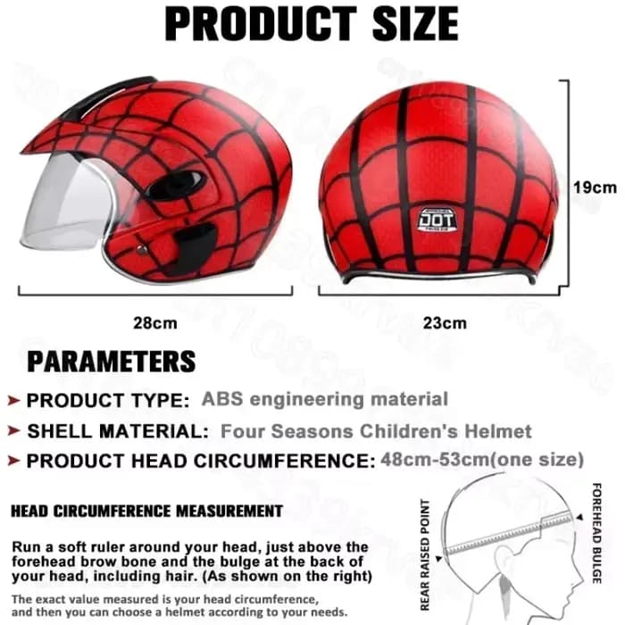 Casque enfant toile d'araignée rouge