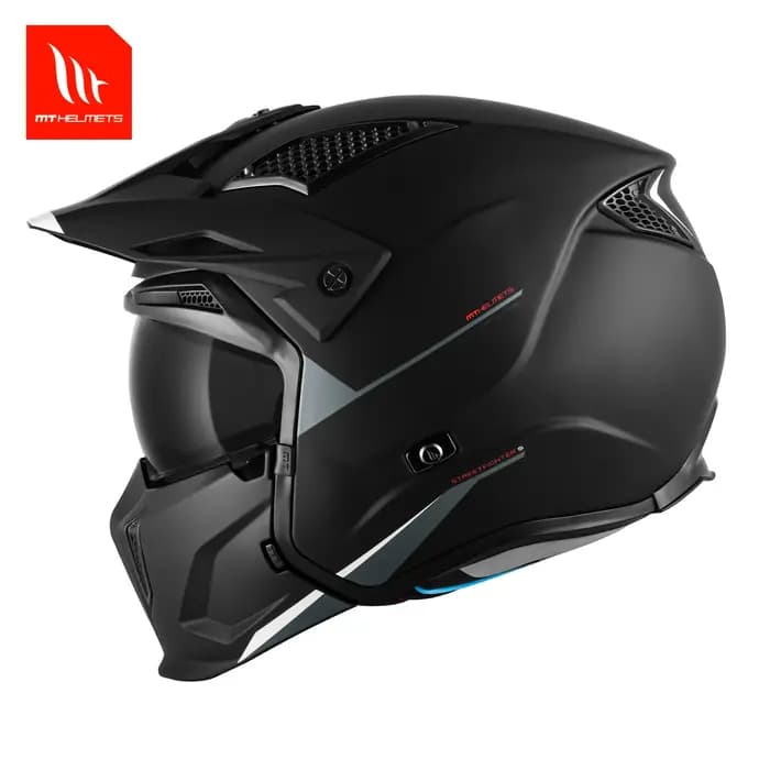 Nouveauté casque modulaire moto dégagement rapide solide noir blanc brillant/mat M-Xxxl Mt Streetfighter visage ouvert Motocross