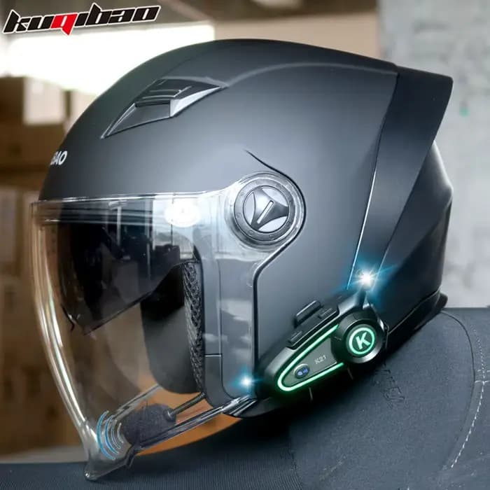 Casque de moto Bluetooth KUQIBAO 3/4 ouvert