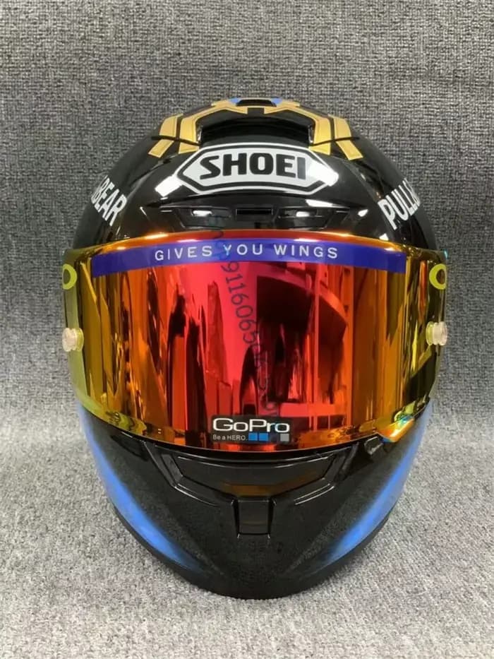 Casque De moto intégral X14 Marquez 93 or bleu équitation