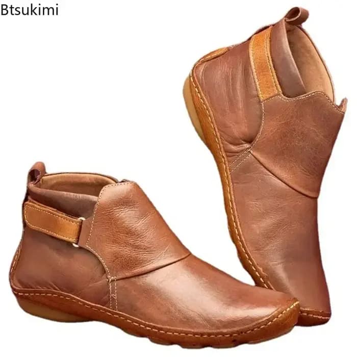 Bottes plates décontractées imperméables pour femmes 2026 – Bottines courtes souples pour l'automne et l'hiver – Chaussures décontractées pour femmes