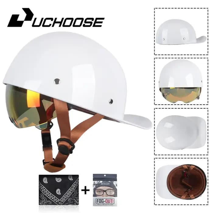 Uchoose casquette de Baseball casque moto Vintage rétro casques été visage ouvert Scooter Cruiser Chopper Gangster DS hommes femmes enfant