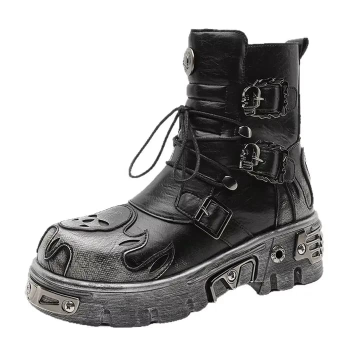 Bottes de moto de Style gothique Punk pour hommes