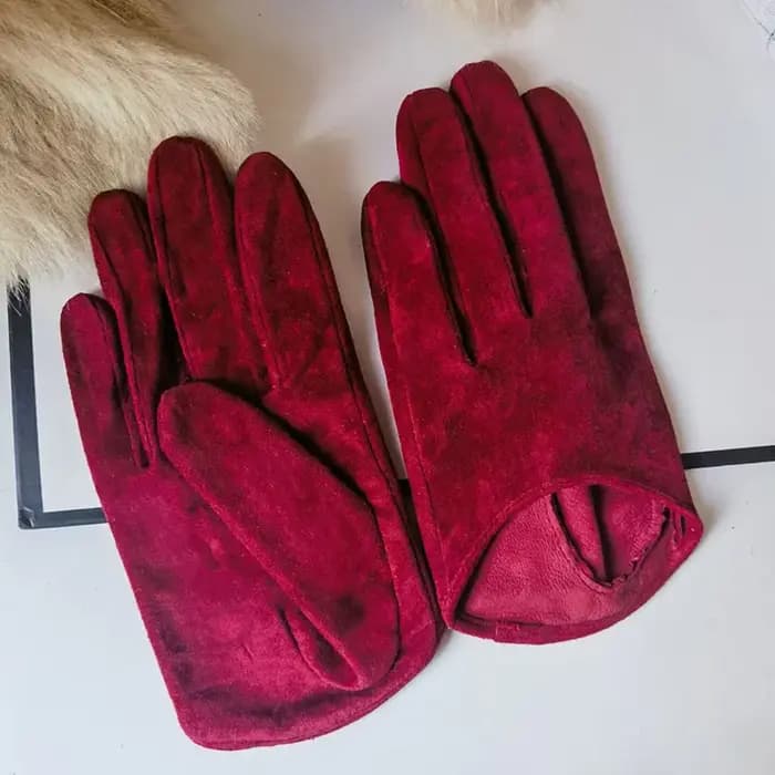 Mitaines courtes en cuir de chèvre véritable pour femmes