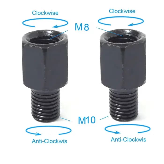 Paire d'adaptateurs de rétroviseurs de moto noirs M10 10MM M8 8MM