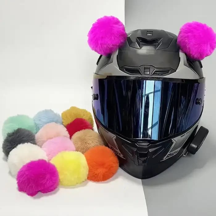 Autocollants Oreilles de Chat en Peluche pour Casque de Moto