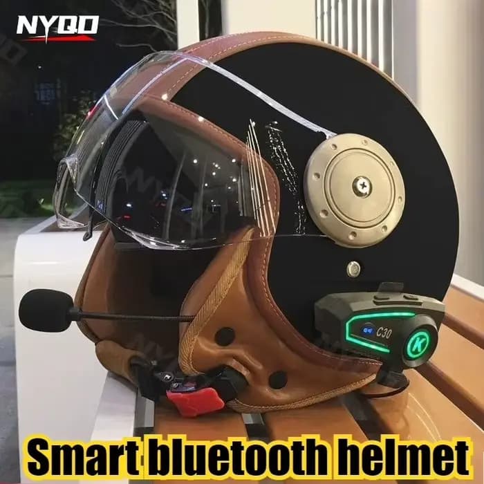 Casque de moto électrique intelligent Bluetooth à double miroir