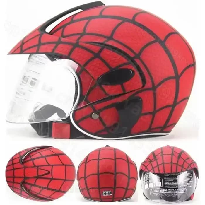 Casque enfant toile d'araignée rouge