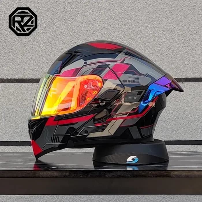 Casque de moto de course intégral avec double pare-soleil