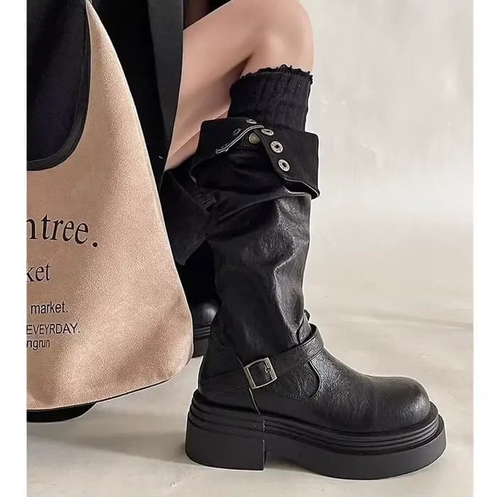 Bottes de moto à plateforme pour femmes